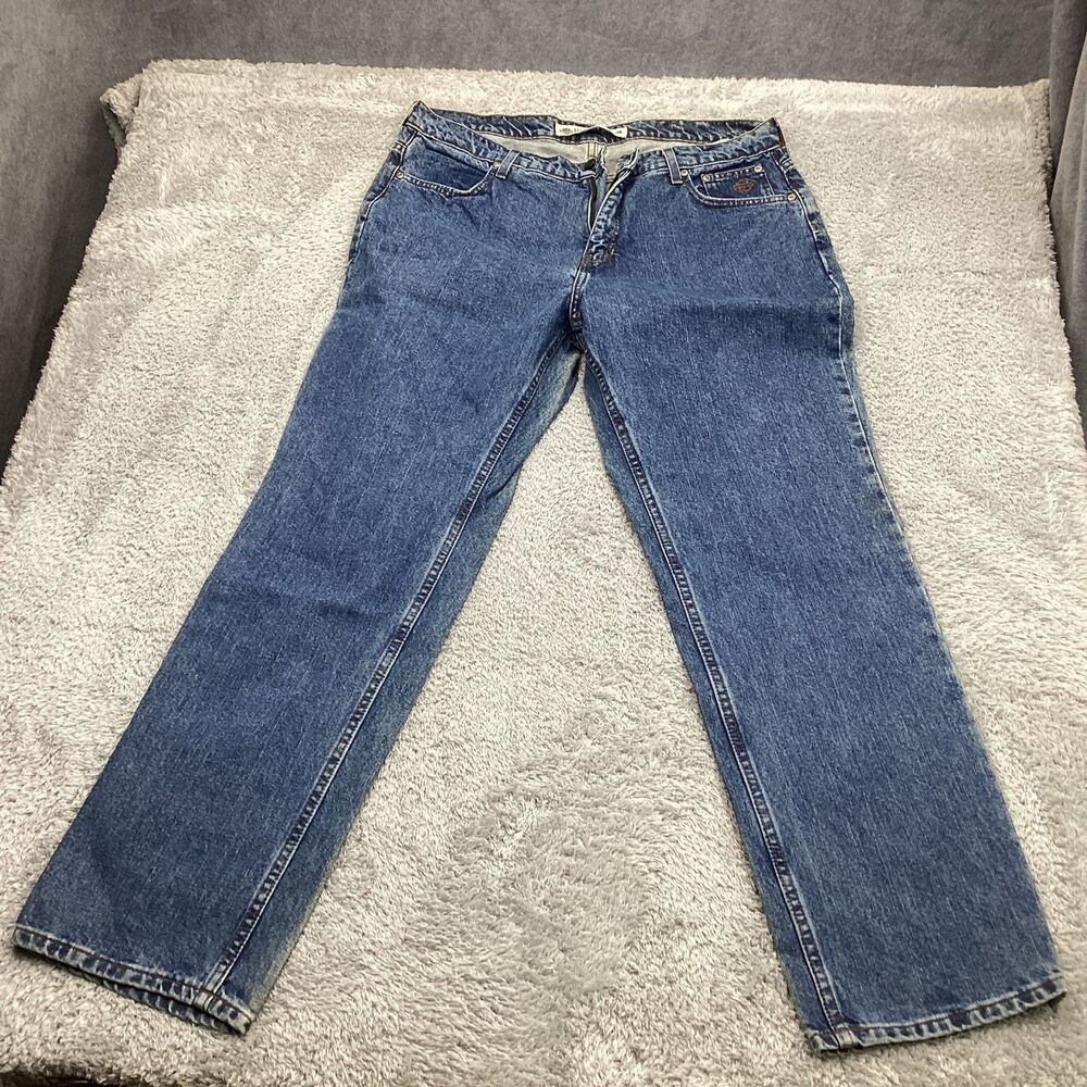 Harley-Davidson Women's Straight Leg Regular Fit Jeans Size 16 Indigo Denim